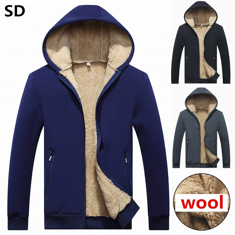 

Men's Sweatshirt 2019 Winter Lamb Cashmere Inner Thicken Hoodie Tracksuit Hip Hop Pullover Male Hoody Casual Coat for Men 1102