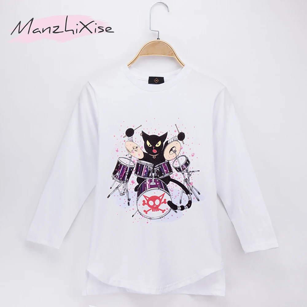 2019 Fashion Nova Kids Clothes Children T shirt Jazz Drum kit Cat Rock