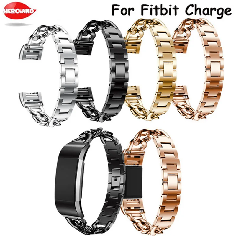 Ремешок с тиснением для Fitbit Charge 2 металлический ремешок из нержавеющей стали Charge2