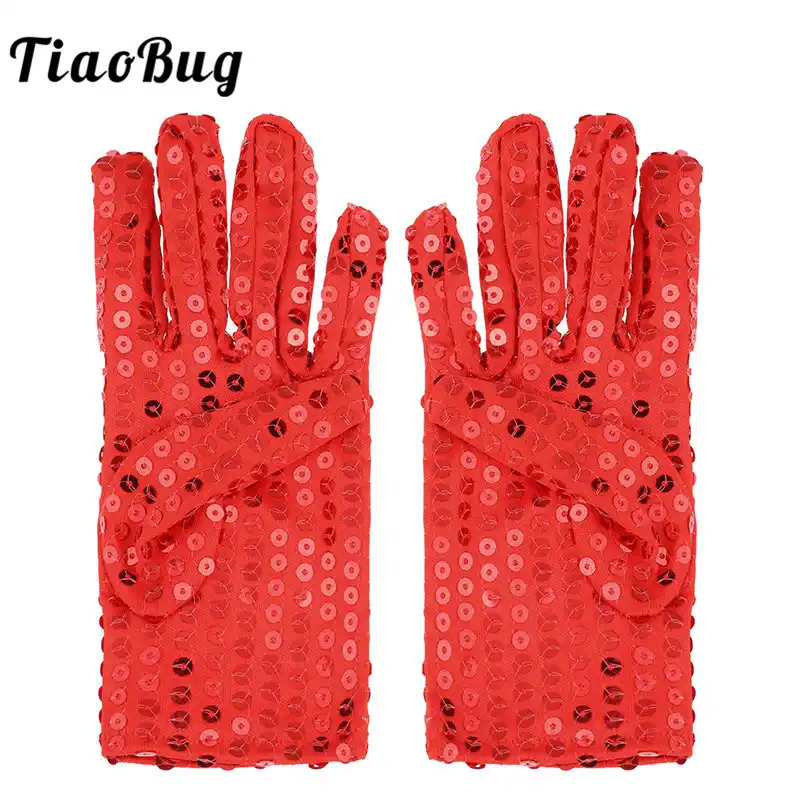 2 Pairs Girls Dance Skating Dressing Gloves Glove with Crystals for Parties