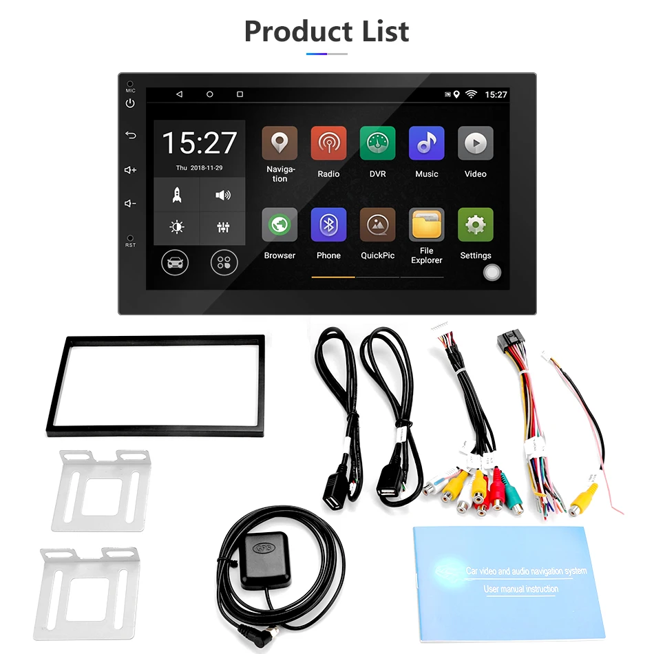 Top Jansite 7" Two din Car Radio DVD Digital Touch screen Android 8.1 Multimedia player mirror FM Bluetooth Autoradio Backup camera 16