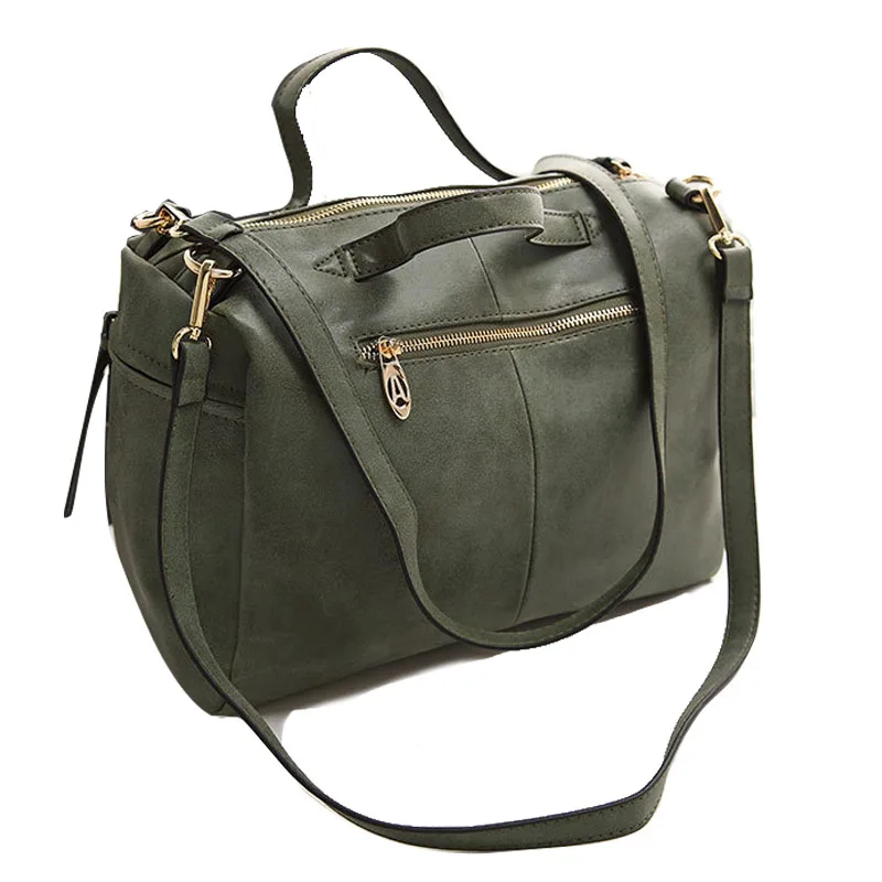 

Women Tote Bag Pu Leather Handbags Female Vintage Nubuck Crossbody Bags Green Bolsa Ladies Shoulder Bags Motorcycle Bag