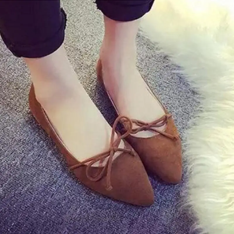 

2018 Women Shoes Woman Flats high quality suede Casual Comfortable pointed toe Rubber Women Flat Shoe Hot Sale New Flats