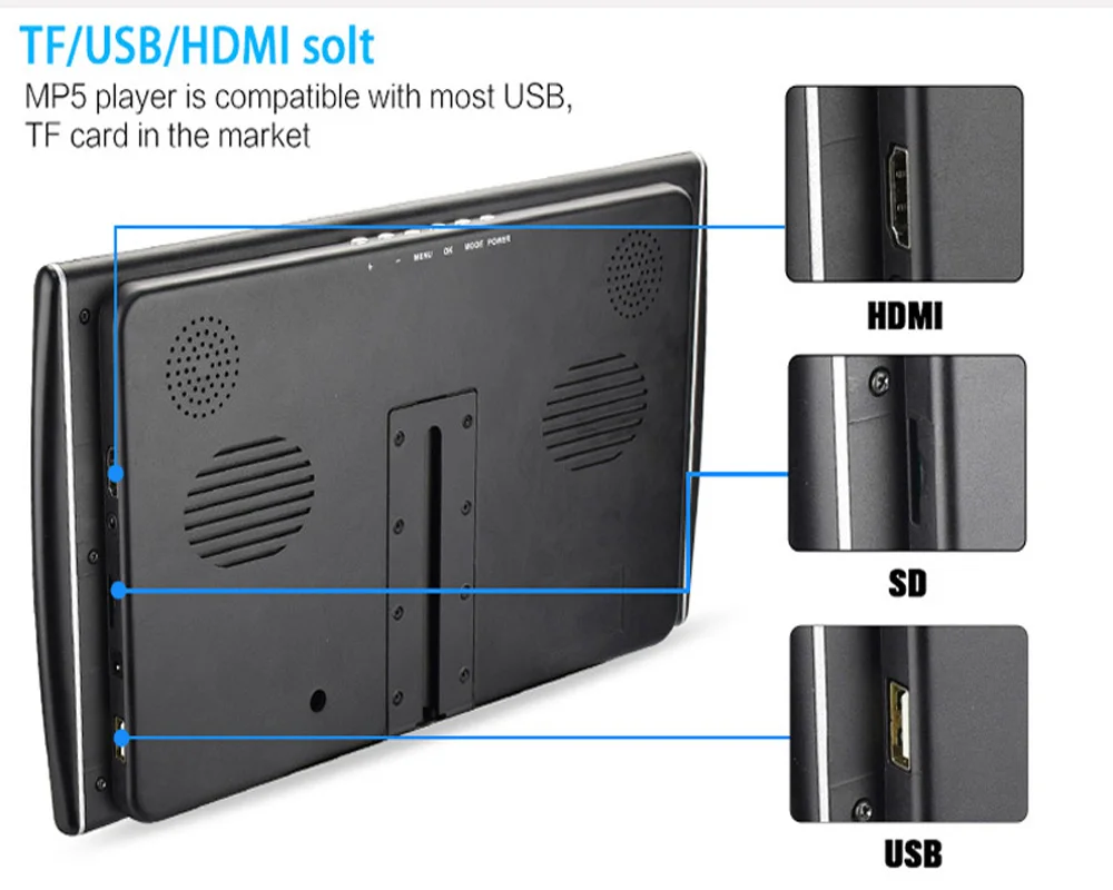 

Cemicen 11.6 inch Ultra-thin 1366*768 Car Headrest Monitor HD 1080P Video LCD TFT Screen MP5 Player With USB/SD/HDMI/FM/Speaker