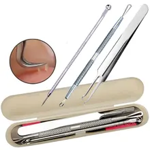 Двухголовый акне/угрей артефакт в штучной упаковке из нержавеющей стали для прыщей, черных точек инструмент для удаления дефектов кожи моющее средство 3 шт./компл. средство для очистки лица