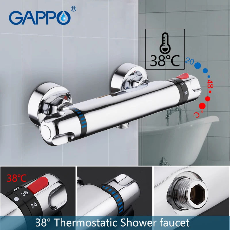 GAPPO Sanitary Ware Suite bathroom thermostatic shower tap set bathtub faucet main body bath shower mixer system set