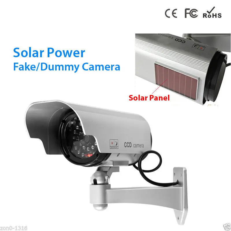 Dummy Camera Solar Battery Powered Flicker Blink LED Fake Indoor Outdoor Surveillance Security Camera Bullet CCTV Camera