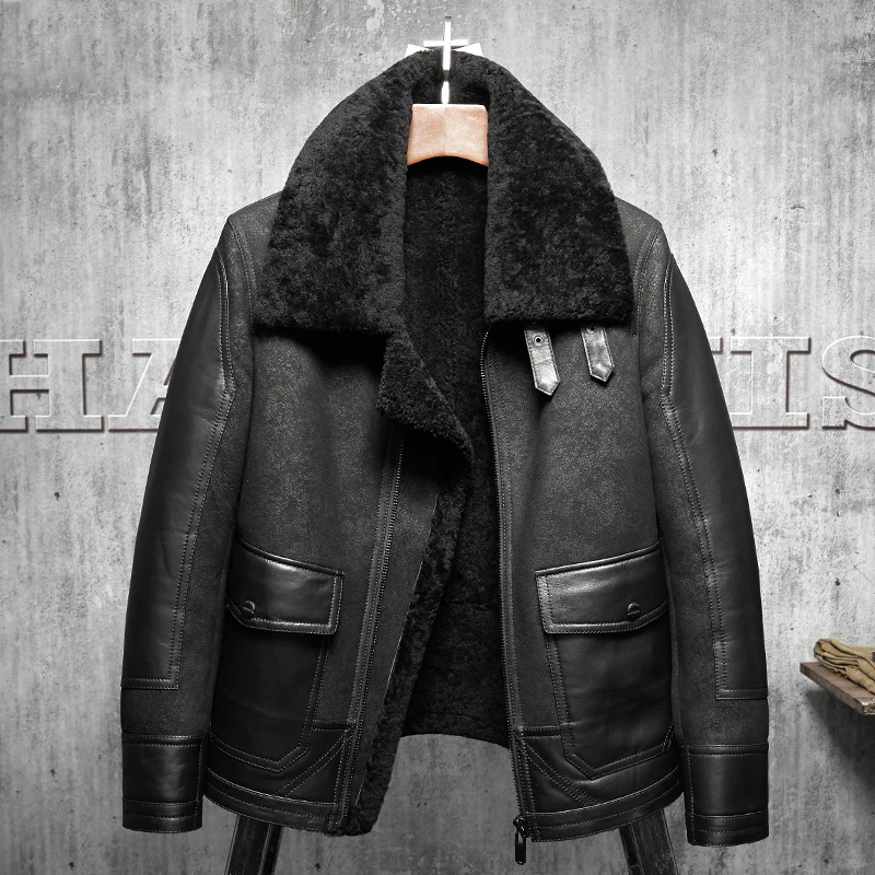 In Neue Leder Luftfahrt 25 Lammfell Herren 2017 Us599 Leathercraft Piloten Fliegen B3 Original Pelzmantel Schwarz 25Off Jacke Mantel Pk8nwO0X