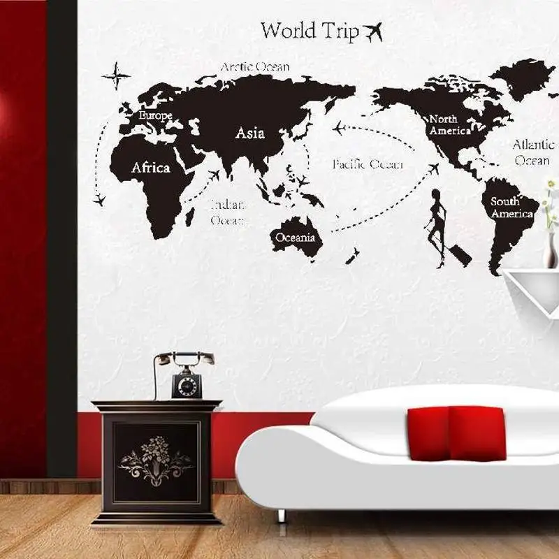

New DIY World Trip MAP Removable Vinyl Quote ART Wall Sticker Decal Mural Decor