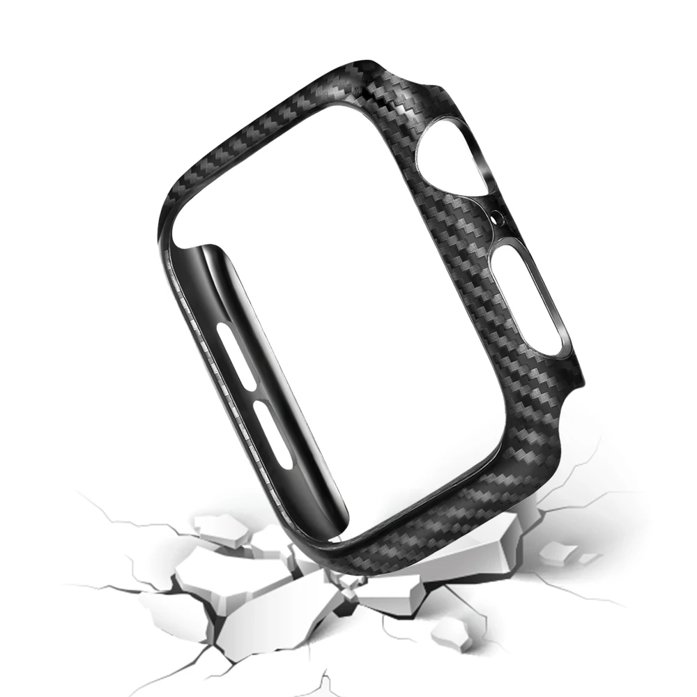 Carbon Fiber Hard PC Frame Case for Apple Watch Case 42/38/40/44mm Compatible for iwatch series 4/3/2/1 Protector Bumper Cover