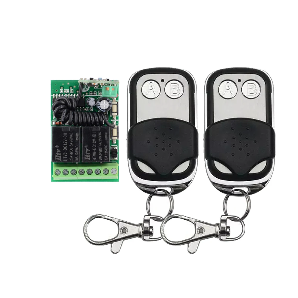 

For Smart Home DC 12V 2CH 10A Wireless Remote Control Light Switch System Mini Receiver With 2pcs AB Button Transmitter