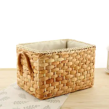 

Handmade Corn Woven Storage Box Finishing Basket Debris Sundry Storage Basket with Lid Sundry Bath Cosmetic Towel Container