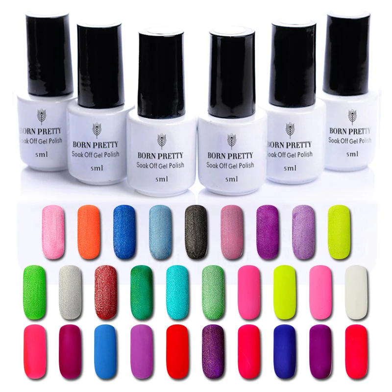 

BORN PRETTY 1 Bottle 5ml Matte Soak Off Nail Gel Polish Manicure Nail Art UV Varnish Manciure Decoration 29 Colors