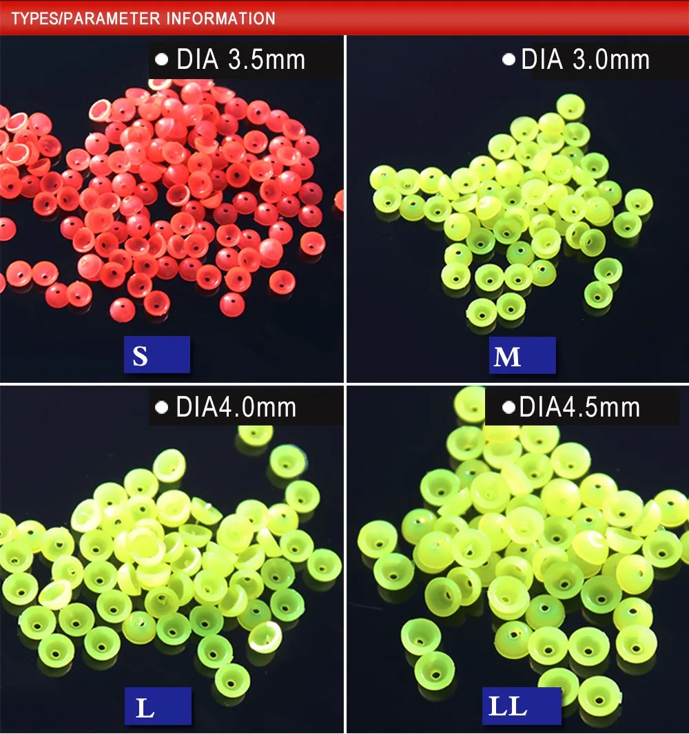 100 шт./лот световой полукруглые разноцветные плоские с Стопперы рыболовные 3,0/3,5/4,0/4,5 мм для морской рыбалки плавающие рыболовные снасти аксессуары для инструментов