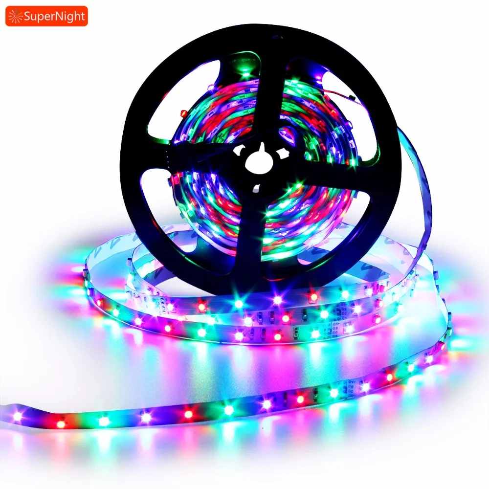 

SuperNight 3528 SMD RGB LED Strip 5M 60LEDs/m DC 12V Flexible Ribbon Tape Light Lamp Band for Store Home Party Bedroom DIY Decor
