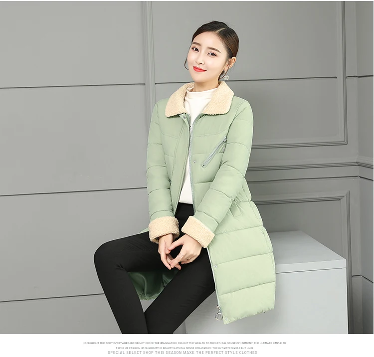 Women Jacket Winter Coats Long Outwear Jackets Cotton Padded Clothing Zipper Warm Winter Jacket 2018 Korean Ladies Coat CH642 (5)