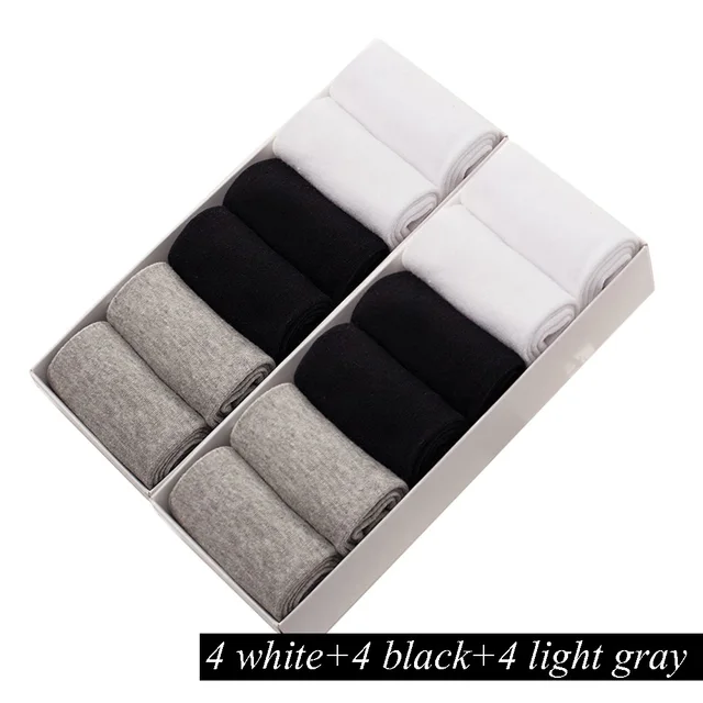 12 Pairs/Lot Plus Size Men's Cotton Socks Business Men Deodorant Crew Socks Breathable Male Solid Color US size(7-11.5) EU 39-48 LS-016