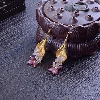 

Tourmaline crystal petal silver Earrings