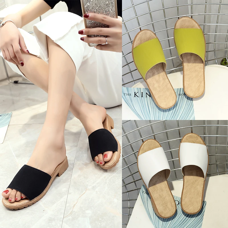 

Summer Slippers Slip Resistance Low Heel Open Toe Summer Outdoor Indoor Shoes Sandals Flats