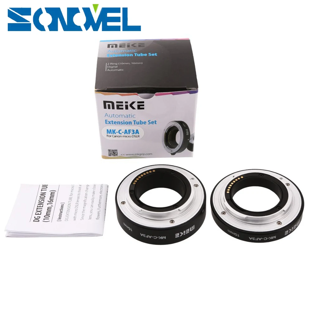 

Meike MK-C-AF3A Macro Auto Focus Extension tube 10mm 16mm Ring For Canon EOS M M2 M3 M5 M6 M10 M50 M100 EF-M Lens Free Shipping