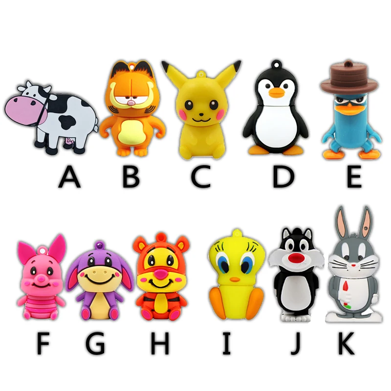 

AI09 Cow 32G USB FLASH DRIVE animal 16G pig platypus 4G PENDRIVE CAT STICK penguin Pikachu 32g thumb rabbit Garfield donkey duck