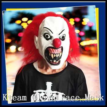 

Hot Sale Halloween Party Cosplay Funny Halloween Latex scary clown mask with red hair Jester joker face Mask Costume dress