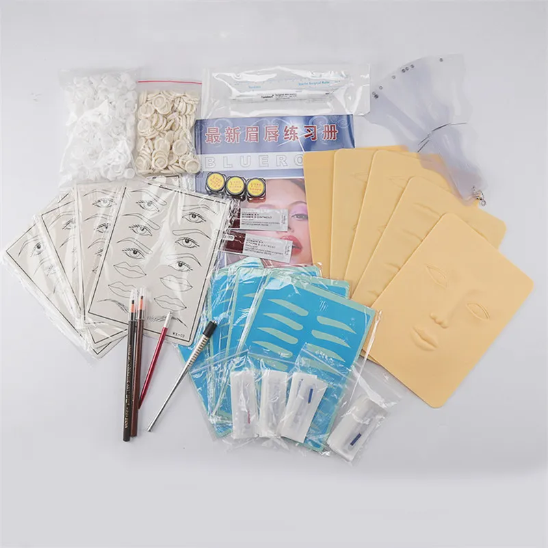 Tattoo Permanent Makeup Kit Tattoo Pen Needle Practice Skins Eyebrow