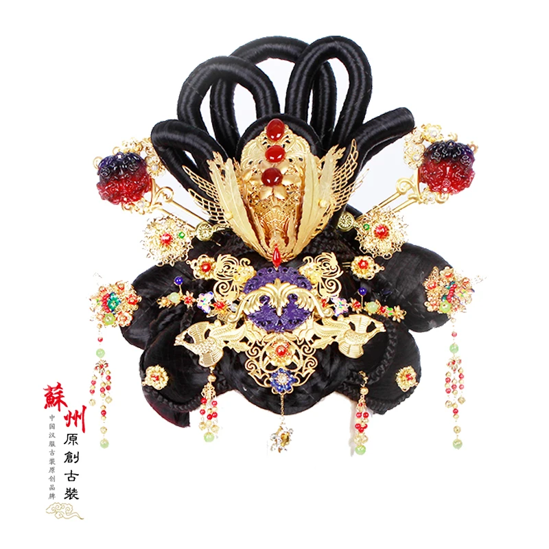 Cross-Gender Uni-sexual Tang Dynasty Princess Empress Hair wig and Hair Accessories for Stage Performance or TV Play Cosplay 0 01mm microscope stage micrometer cross dot 0 01mm microscope calibration slide ruler