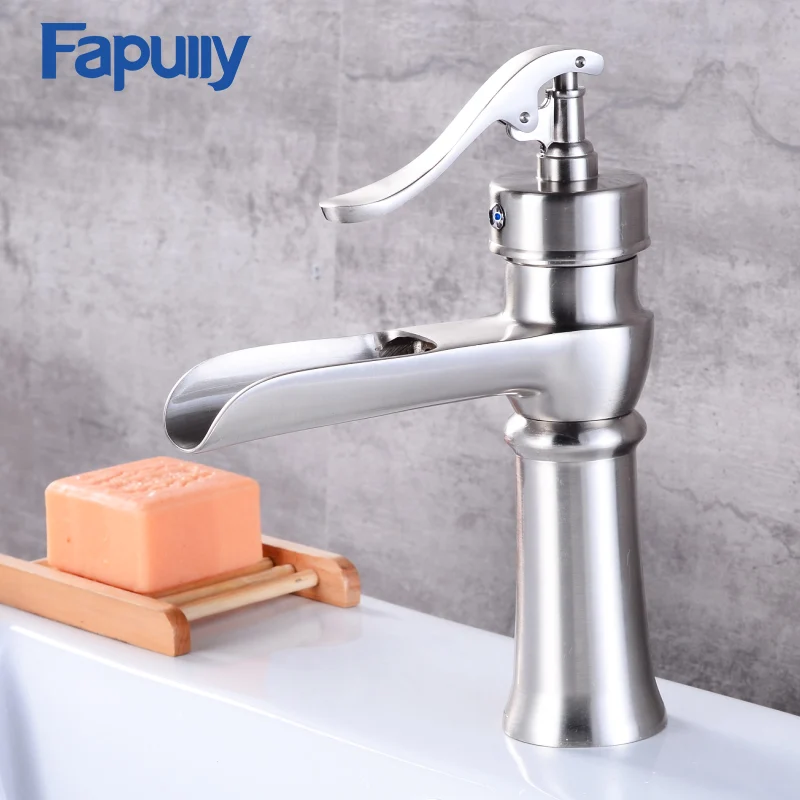 

Fapully brass single handle wash basin faucet , Nickel Brush