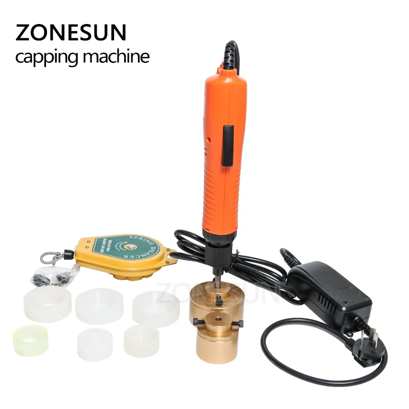 ZONESUN 10-50 мм Кепка ping машина ручная машина для запечатывания автоматический Электрический колпачок винтонарезной станок бутылка упаковочное оборудование