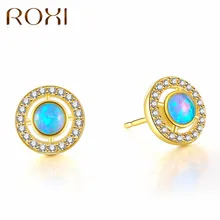 ROXI золотые опаловые серьги с австрийскими фианитами, серьги-гвоздики для свадебной вечеринки, ювелирные изделия, букле d'oreille 3