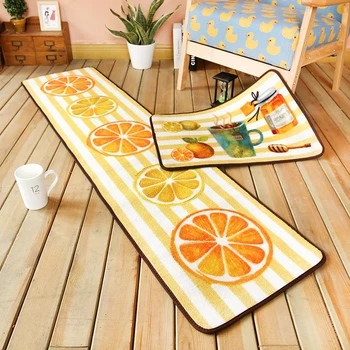 

Pastoral Style Fruit Lemon/Tea Rug Kitchen Oil Proof Runner Carpet Bathroom Antiskid Absorbent Mat Door Mat