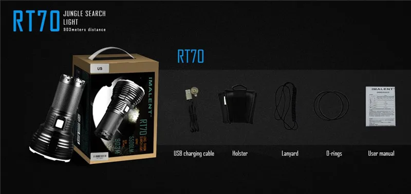 Imalent RT70 5500lm Magnetic LED Rechargeable Flashlight 903m 18650 Jungle Search Light IP68 Portable Flashlight (8)