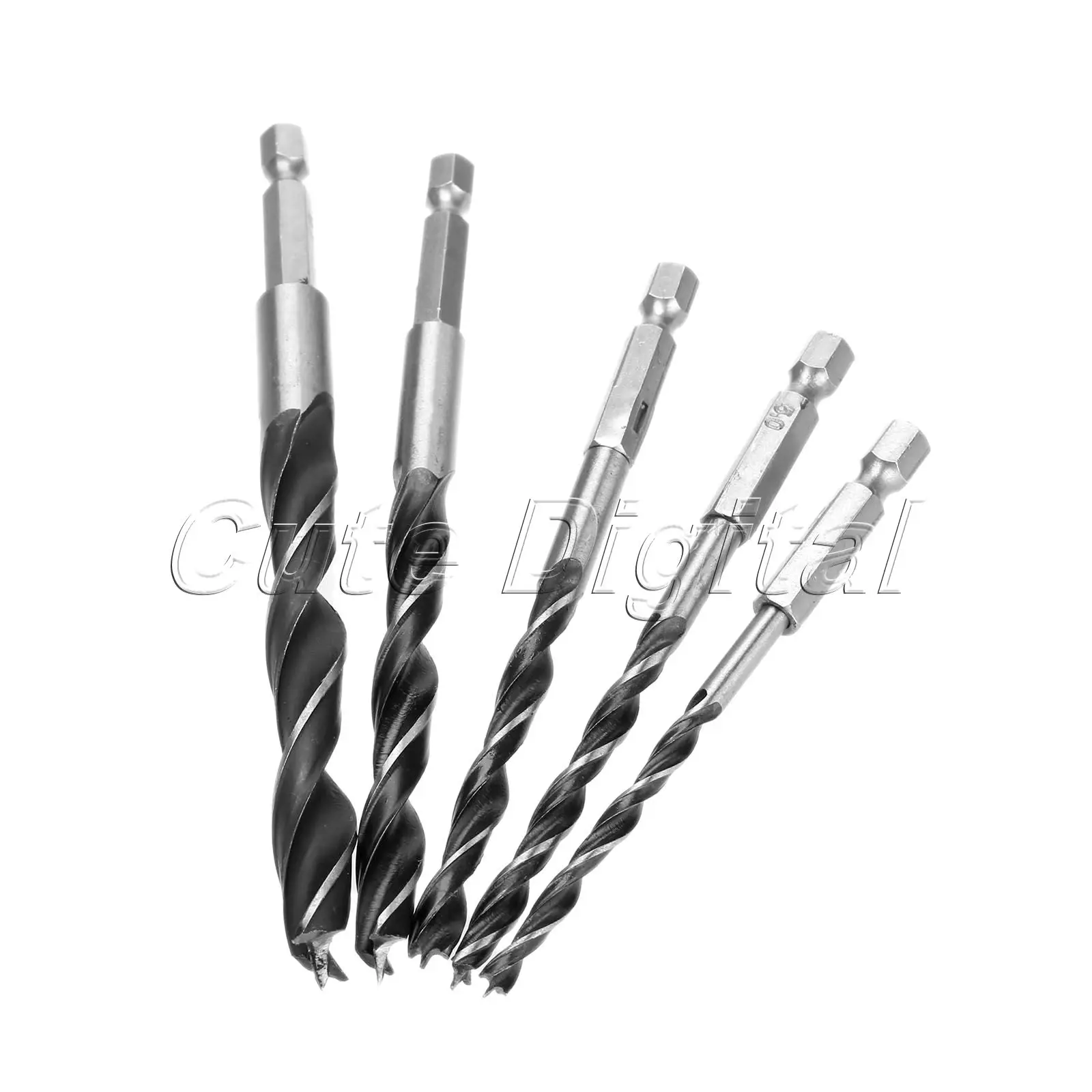 5pcs HSS Screw Drill Bit Set Woodworking Countersink Tapered Point Hex
