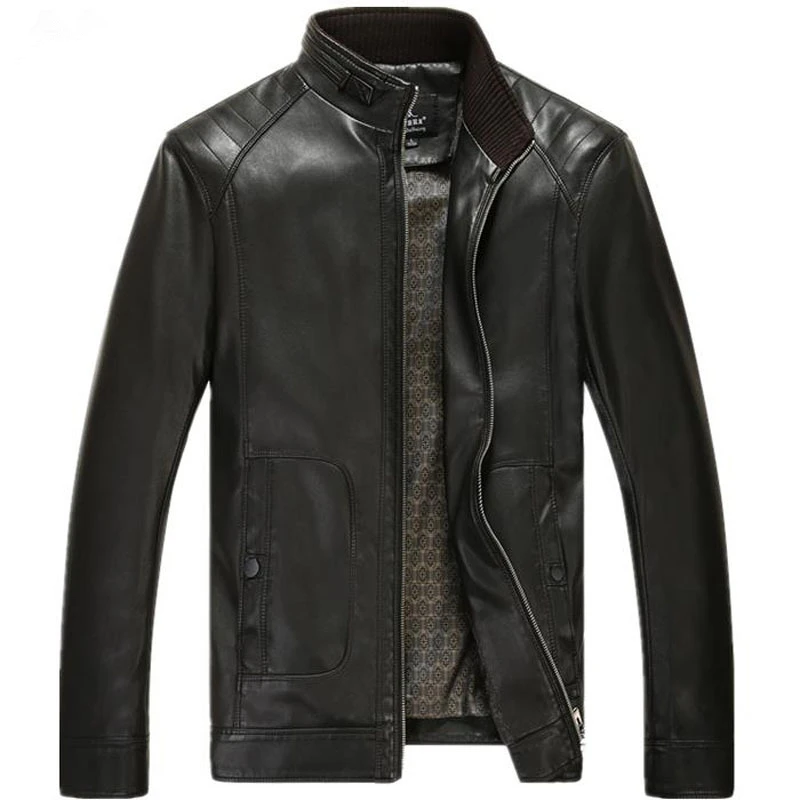 Men Clothes 2018 Autumn Winter Warm Faux Leather Jacket