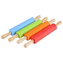 30 см антипригарная силиконовая Скалка с деревянной ручкой тесто муки инструмент для выпечки и готовки