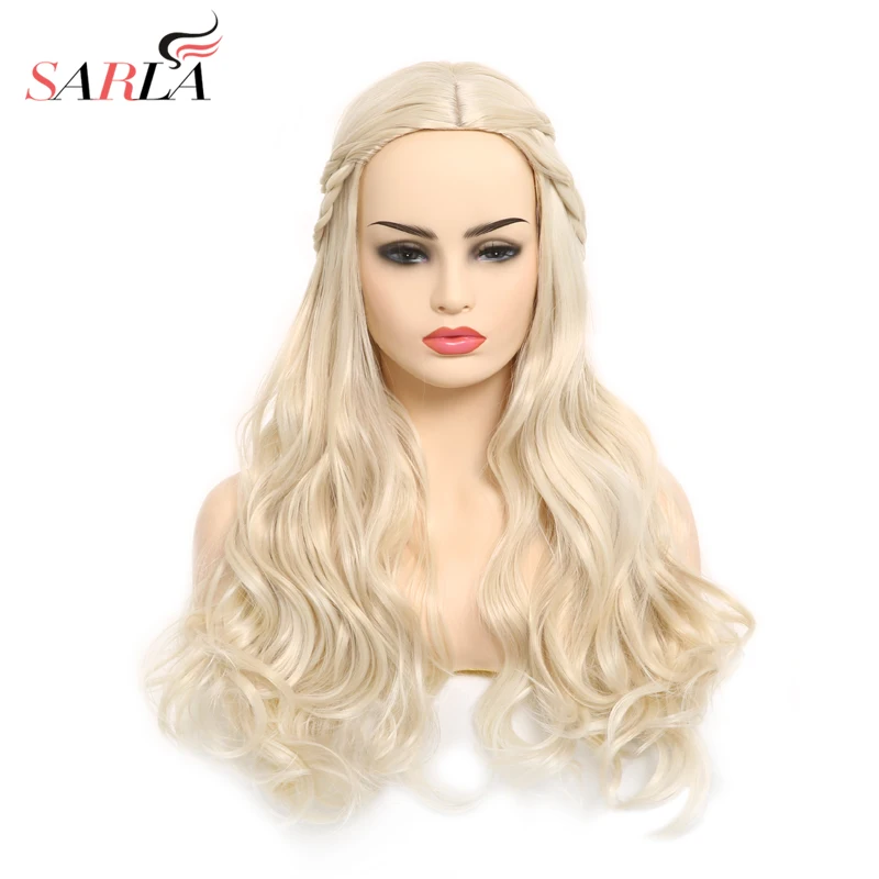 

Daenerys Targaryen Cosplay Synthetic Wig Long Wave Curly Braided Hair Inspired by Game of Throne Blonde Costume Party Halloween
