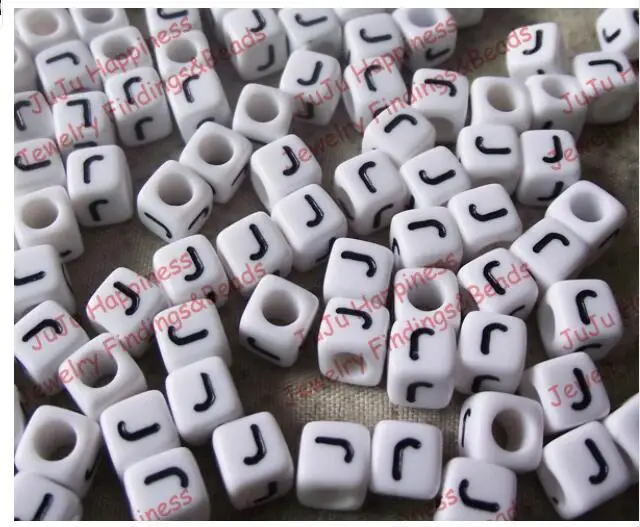Модные Акриловые бусины с буквами алфавита DIY для браслета кубика DIY россыпью пластиковые бусины от A до Z 10 мм xyb001 - Цвет: letter J