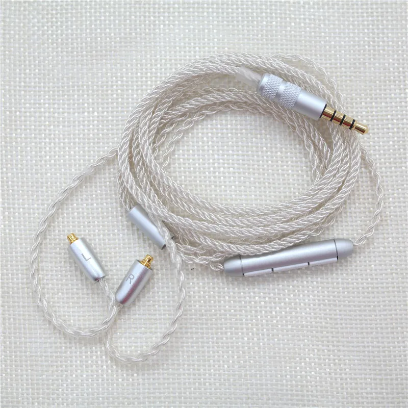 Тип C 3,5 мм посеребренные наушники MMCX кабель провод с микрофоном Регулятор громкости для Shure SE215/SE315/SE425/SE535/SE846 UE900