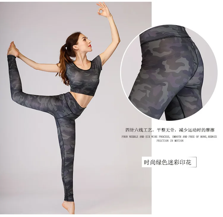 GXQIL Печатных Йога Комплект для женщин костюм для фитнеса женский 2019 бренд тренировки одежда для дышащий тренажерный зал женщина спортивн