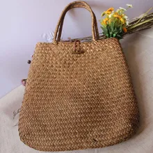 1 шт. модная соломенная сумка из водорослей, тканая сумка ручной работы, сумка для хранения на плечо, сумка для путешествий на открытом воздухе