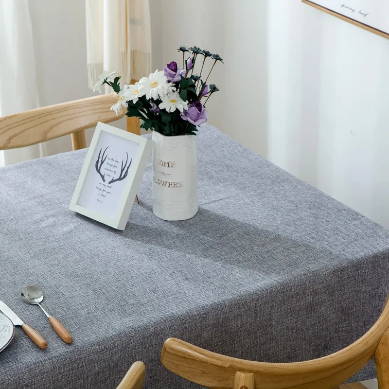  Nordic Japanese Cotton and Linen Plain Color Tablecloth Fabric Desk Coffee Table Cloth Rectangular 