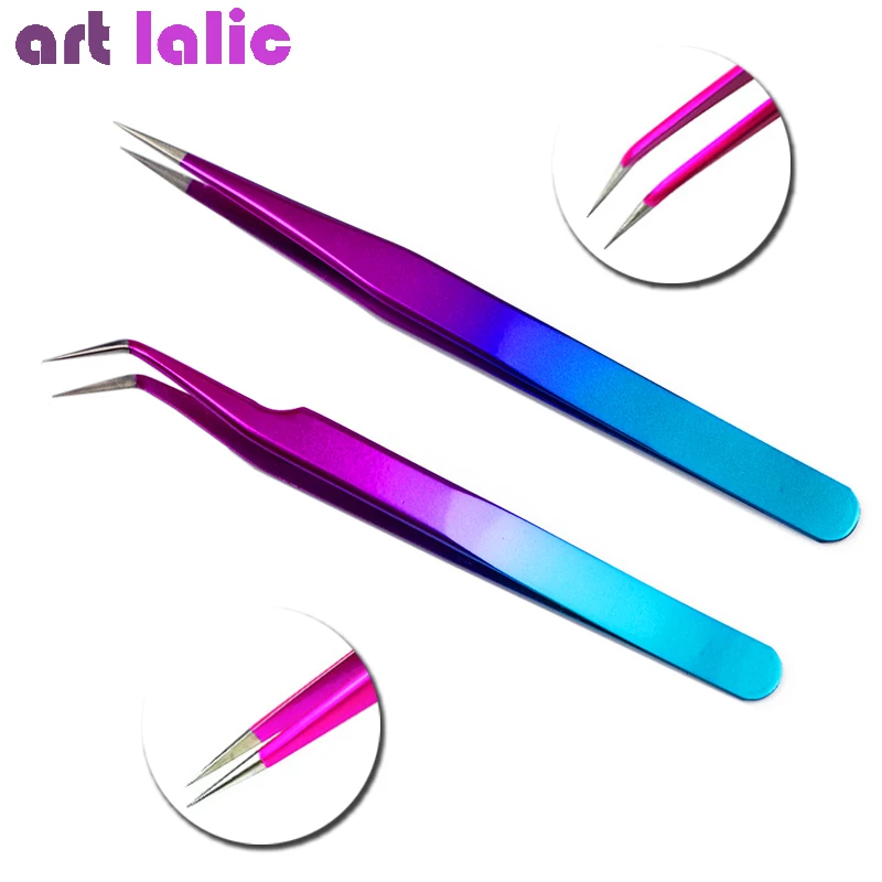 Зажим для наращивания ресниц из нержавеющей стали|nail art tweezers|gradient toolclips eyelashes |