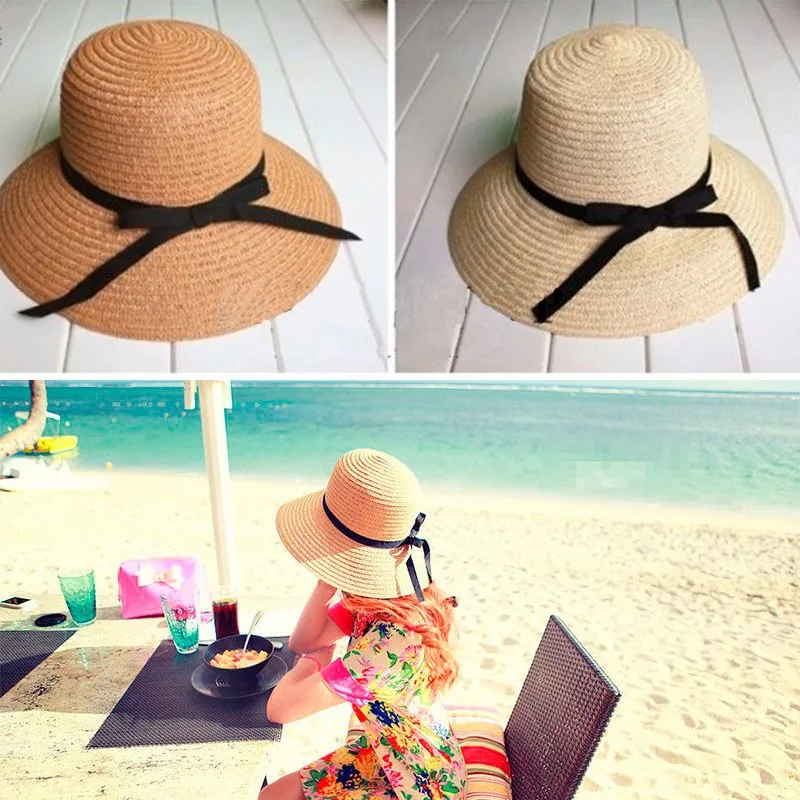 Мода 1 шт. новая распродажа летний широкий пляжный навес солнцезащитный головной убор соломенная дискета элегантная богемная шляпа женские аксессуары