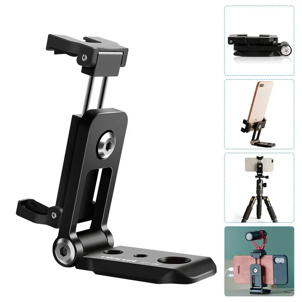 ULANZI ST-05 Smart Phone Tripod Mount Multi-Functional Cell Phone Holder Foldable with Hot Shoe Desktop Stand Clip Adapter Quick