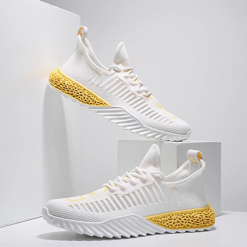 Мужские кроссовки Hemmyi белые дышащие Flyknit Chaussure Homme на шнурках повседневная обувь