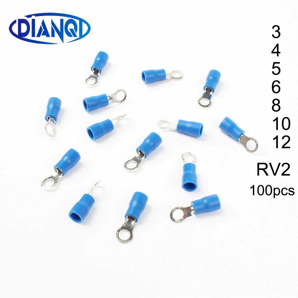 1000PCS RV2-4S 16-14AWG Insulated Wire Connector Electrical Crimp Ring Terminals