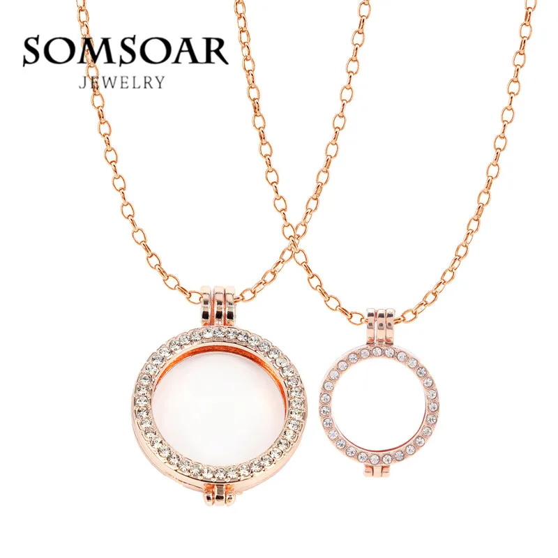 Somoar розовое золото 25 мм и 35 держатель с кристаллами для монеты рамка кулон Moneda