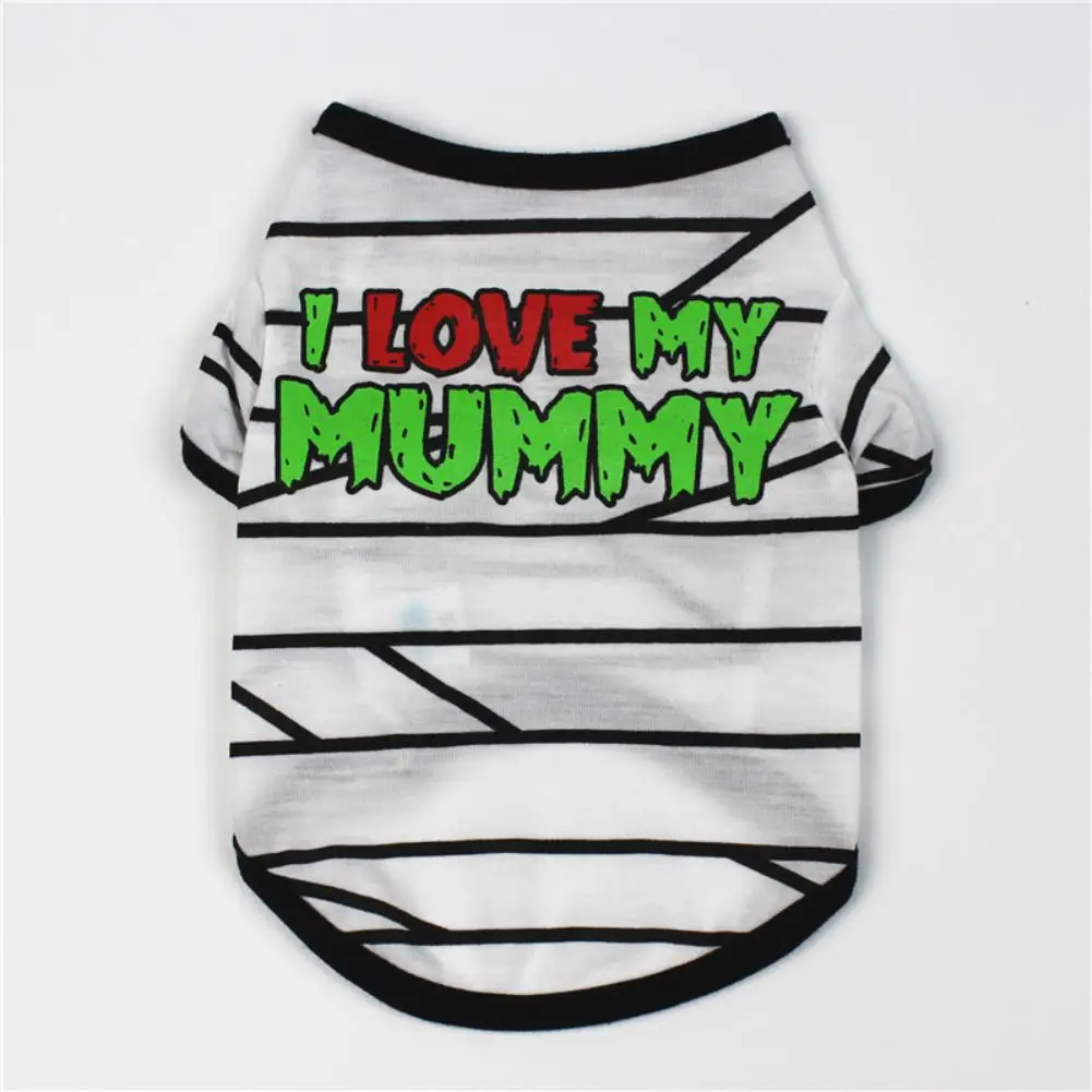 I Love My Mummy/Повседневная футболка в полоску с короткими рукавами для собак, летние топы для щенков, юбки