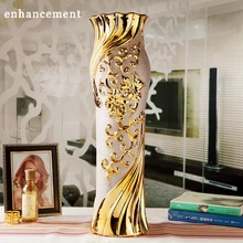 European Modern Fashion Ceramic Floor Vase Decorative Ground Vases Home Decoration Modern Wedding Decoration Gold Flower Vase